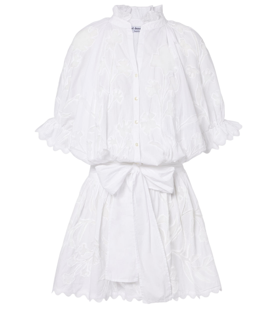 Juliet Dunn Embroidered cotton minidress