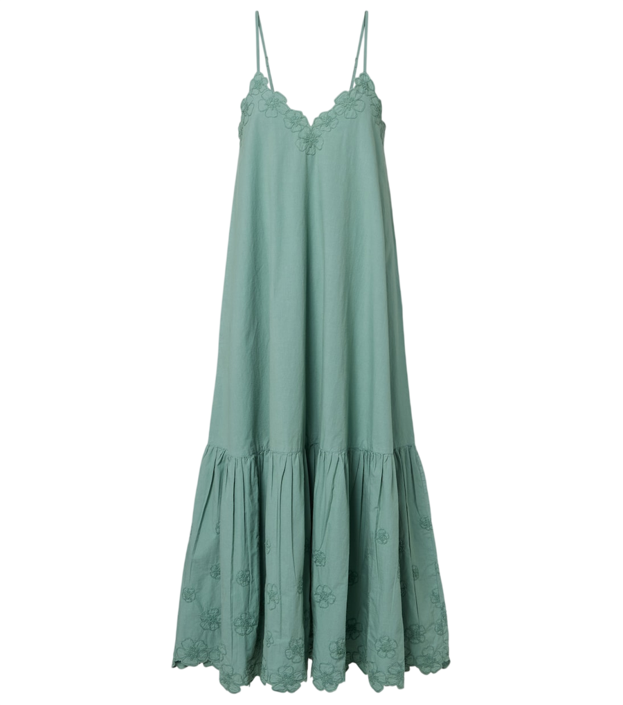 Juliet Dunn Embroidered cotton poplin midi dress