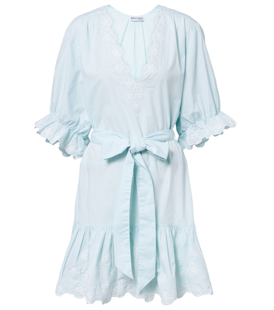 Juliet Dunn Embroidered cotton poplin minidress