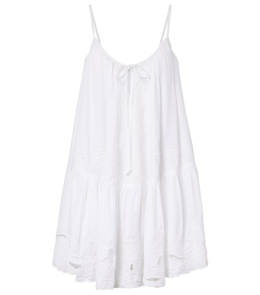 Juliet Dunn Embroidered cotton poplin minidress