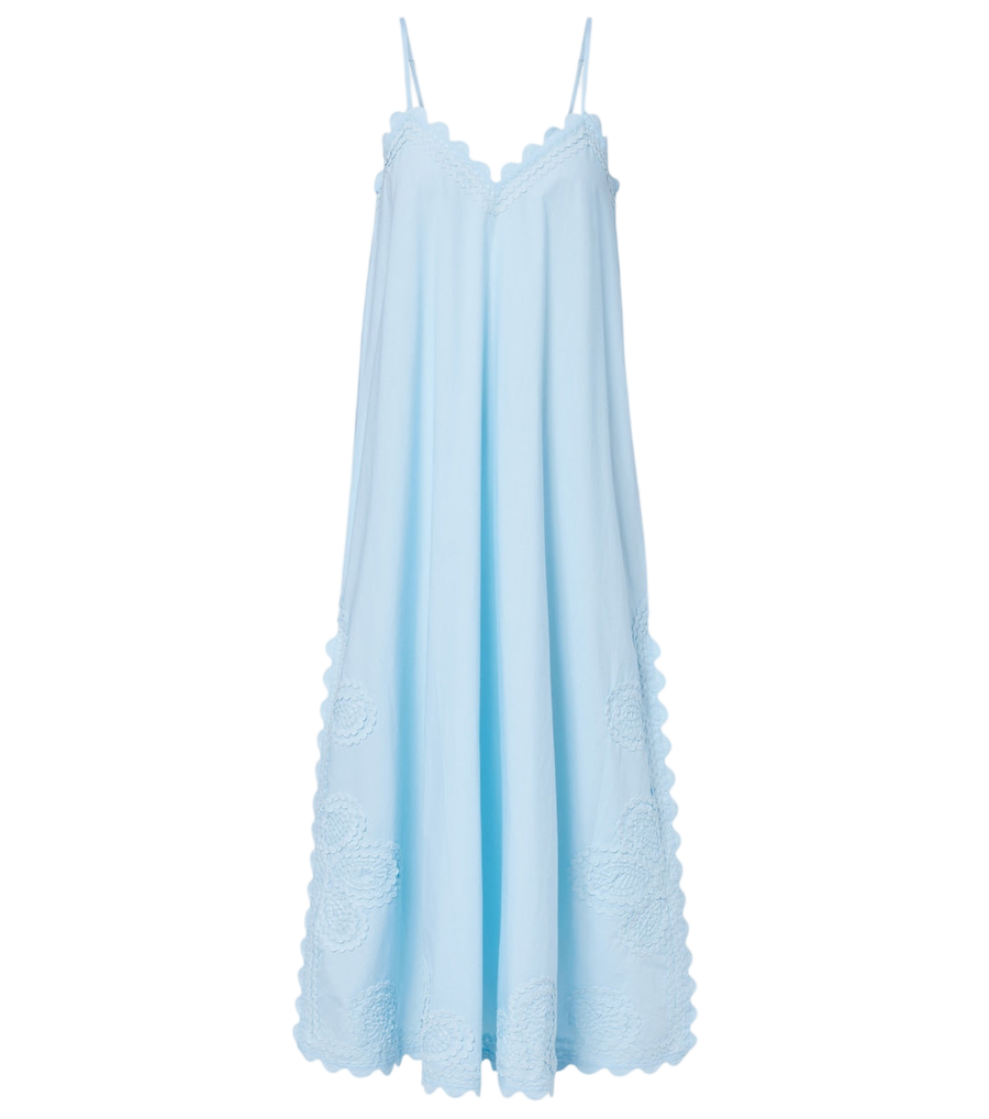 Juliet Dunn Embroidered scalloped cotton midi dress