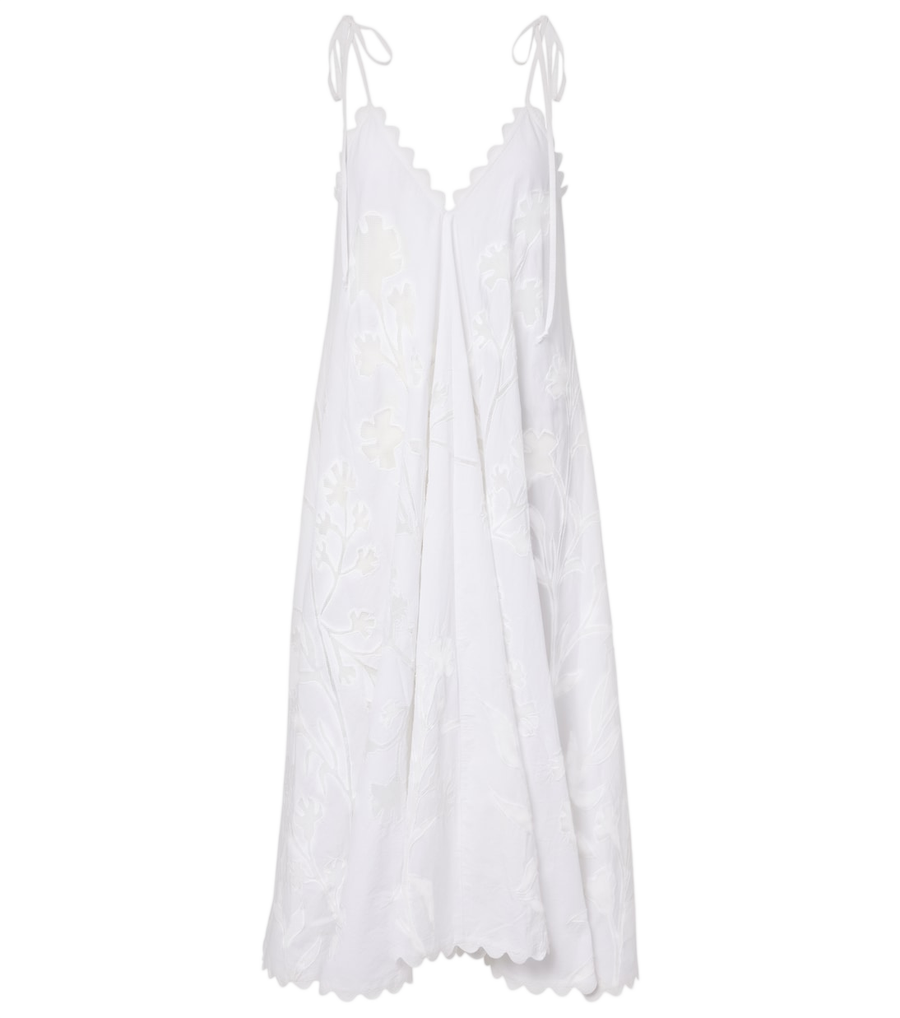 Robe midi Juliet Dunn en coton brodé à bord festonné