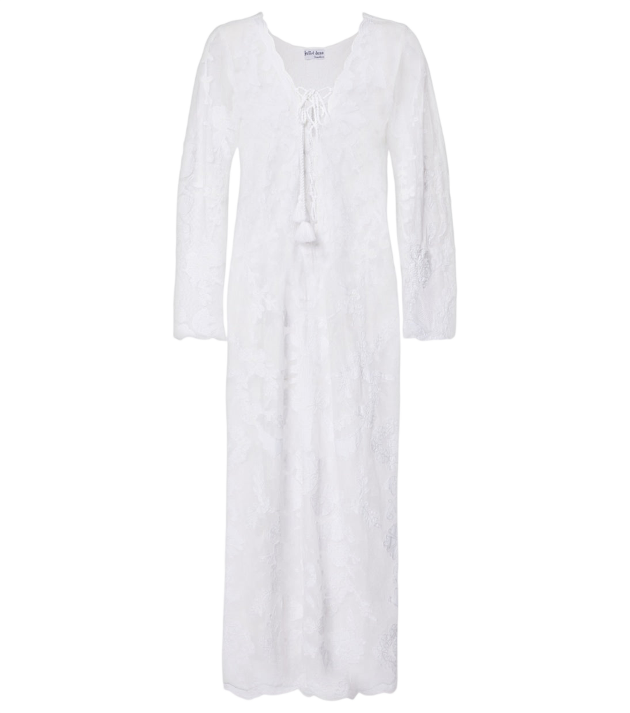 Juliet Dunn Embroidered sheer cotton kaftan