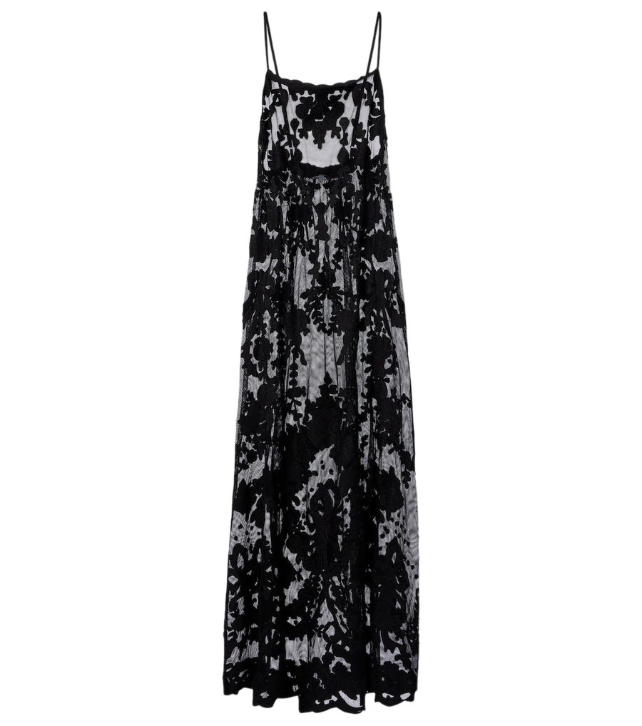 Robe longue Juliet Dunn en coton transparent brodé