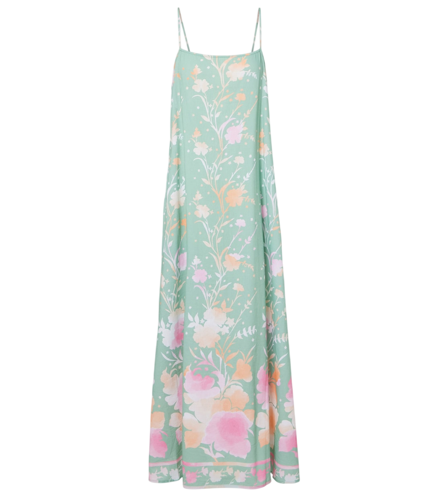 Juliet Dunn Floral cotton and linen maxi dress