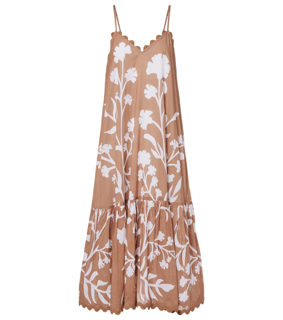 Robe midi en coton à festons et imprimé floral Juliet Dunn