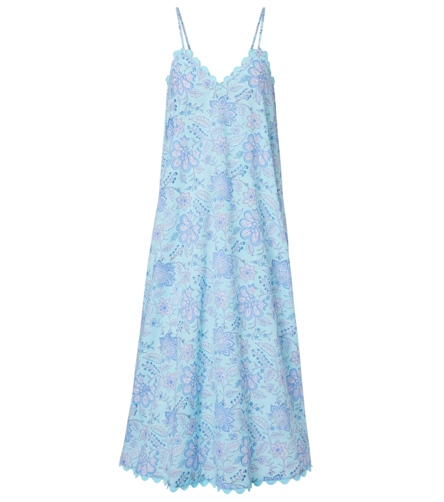 Juliet Dunn Floral scalloped cotton midi dress