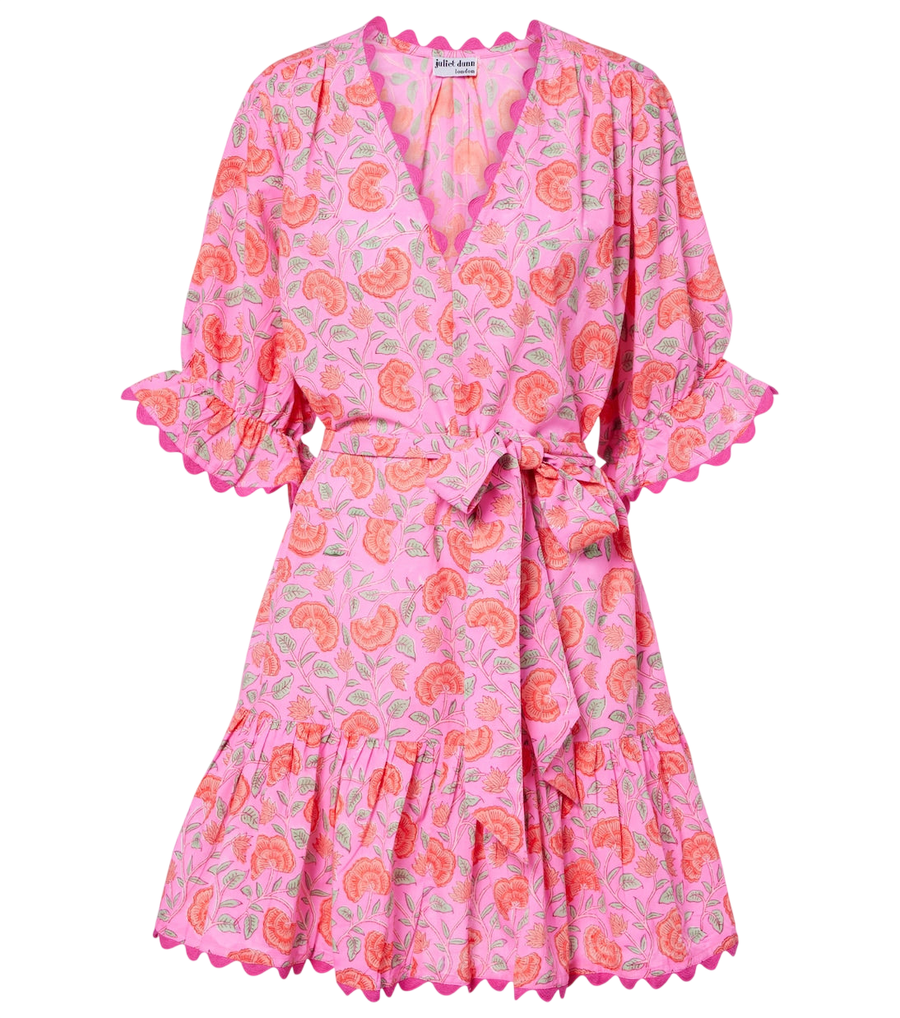 Juliet Dunn Floral scalloped cotton minidress