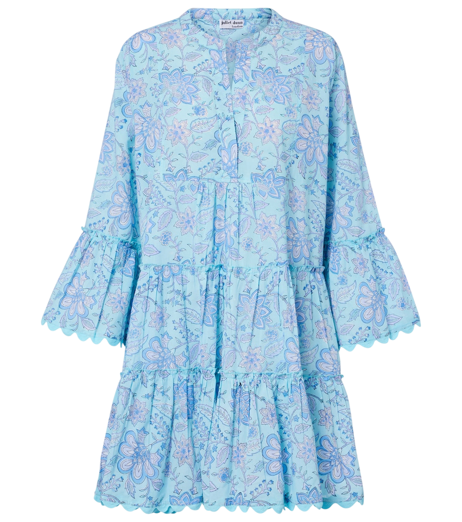 Juliet Dunn Floral scalloped cotton minidress