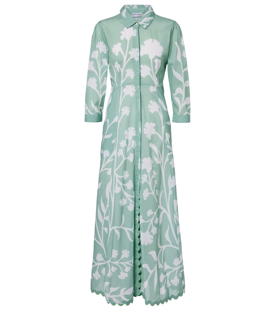 Juliet Dunn Floral scalloped cotton shirt dress