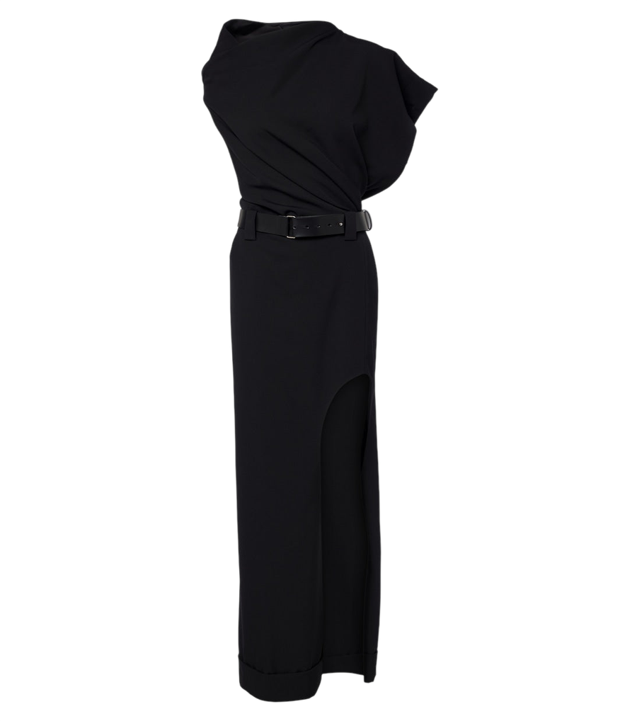 Vestido largo asimétrico de lana de Junya Watanabe