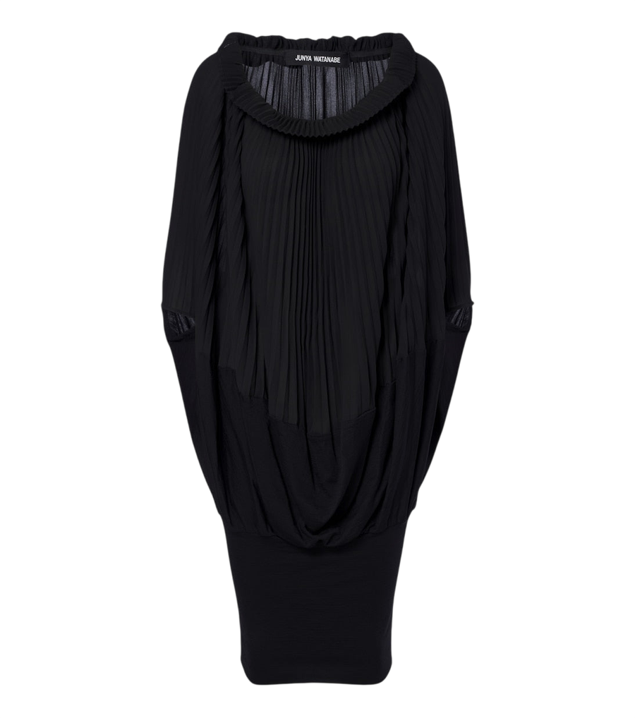 Robe midi plissée à empiècements en laine Junya Watanabe