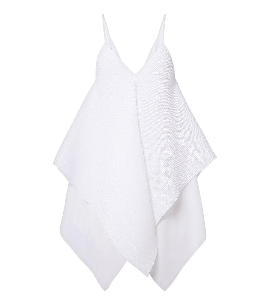 Top asimétrico de crepé de china plisado de JW Anderson