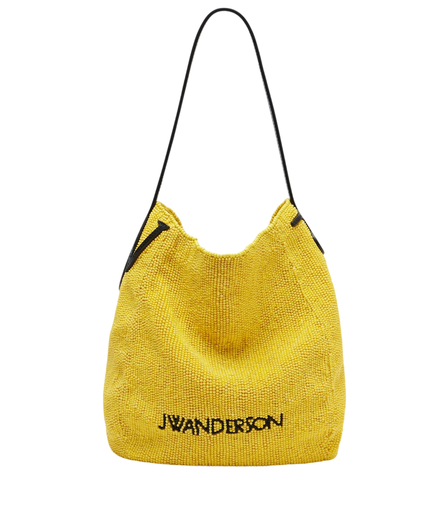 JW Anderson Bulb Small beaded leather-trimmed shoulder bag