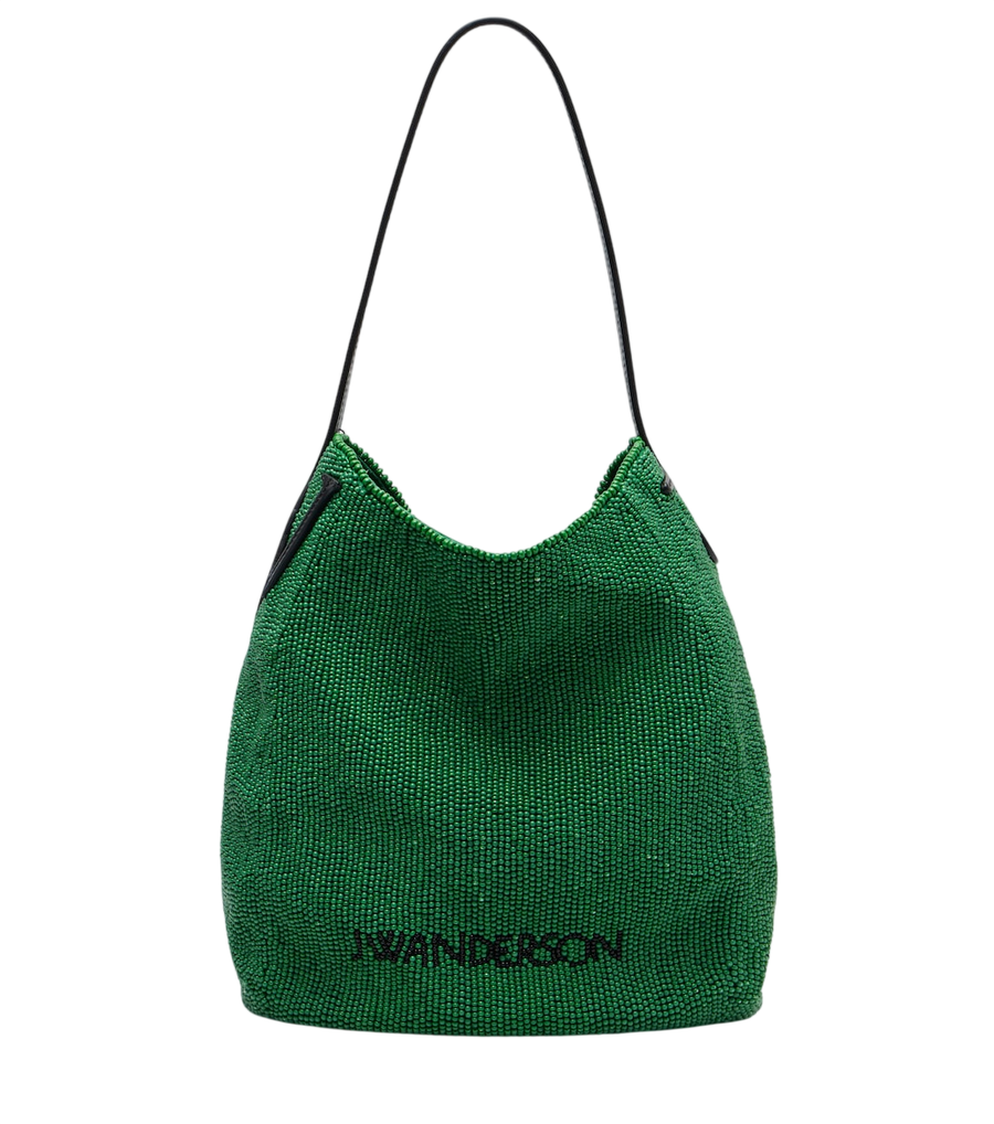 JW Anderson Bulb Small beaded leather-trimmed shoulder bag