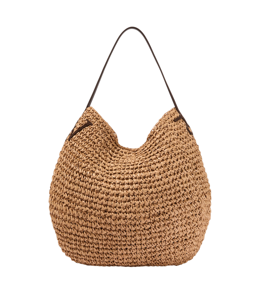 JW Anderson Bulb XL suede-trimmed raffia bucket bag