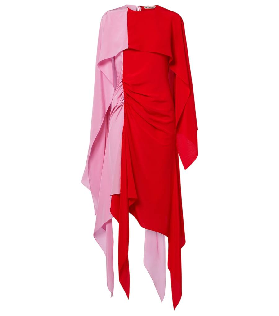 Robe midi drapée à cape en soie JW Anderson