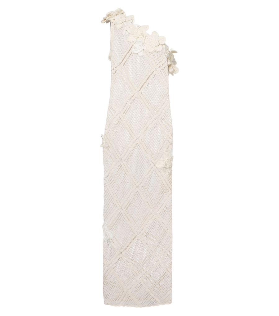 Robe longue en crochet de coton à appliqués floraux JW Anderson
