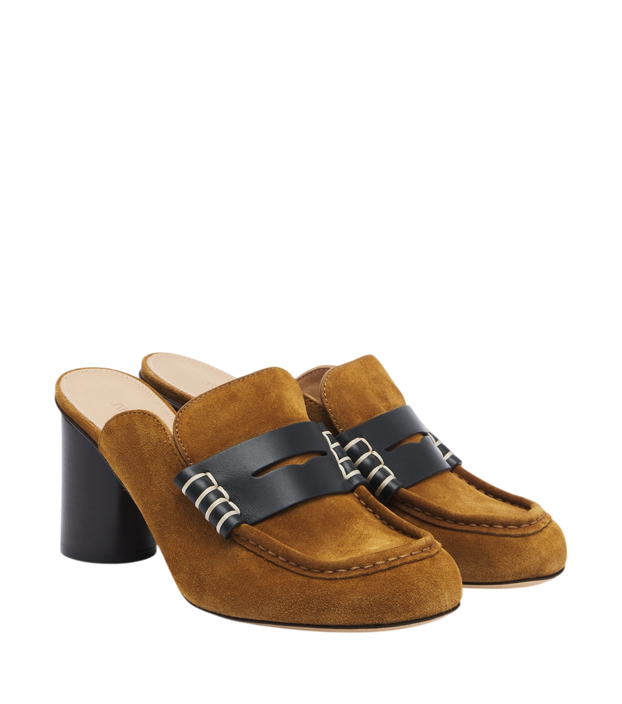 JW Anderson Leather-trimmed suede mules