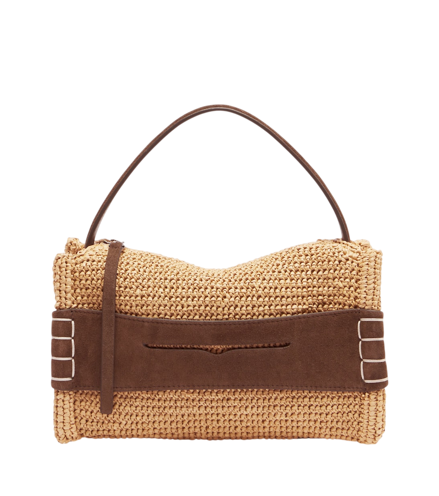 Sac à main Loafer petit modèle en raphia et finitions en daim JW Anderson