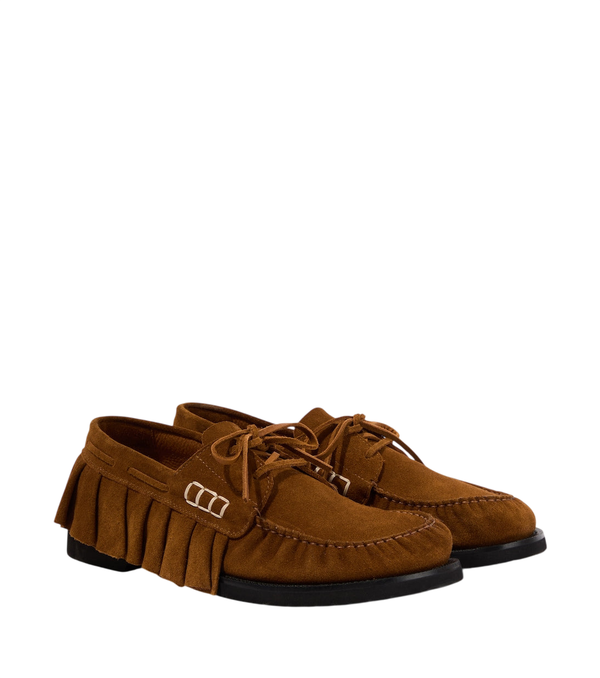 JW Anderson Ruffled suede boat shoes