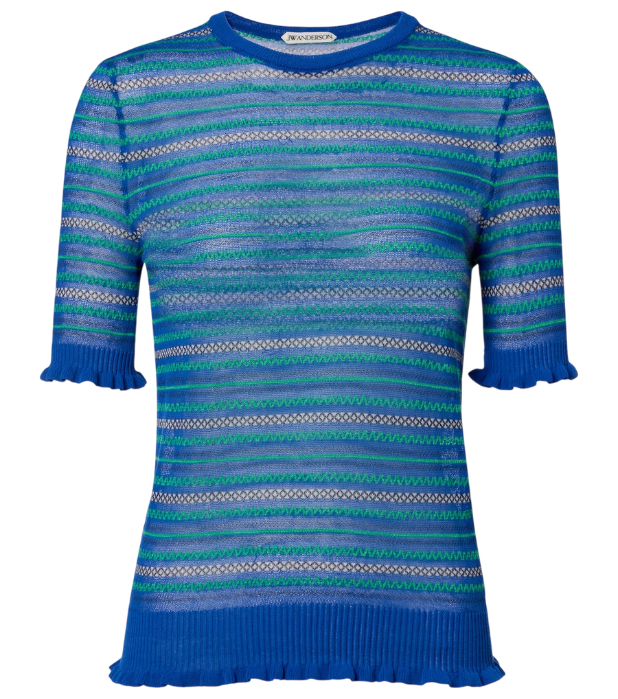 T-shirt a righe in misto cotone JW Anderson