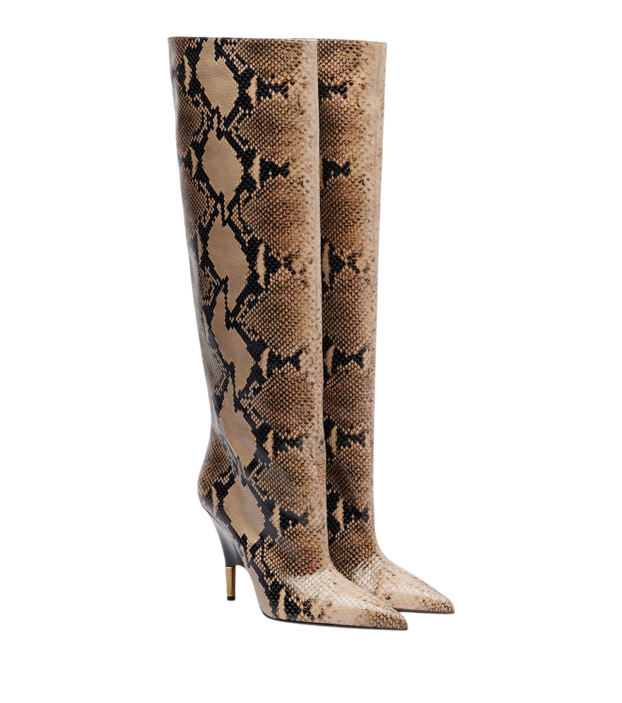 Khaite Bella snake-effect leather knee-high boots