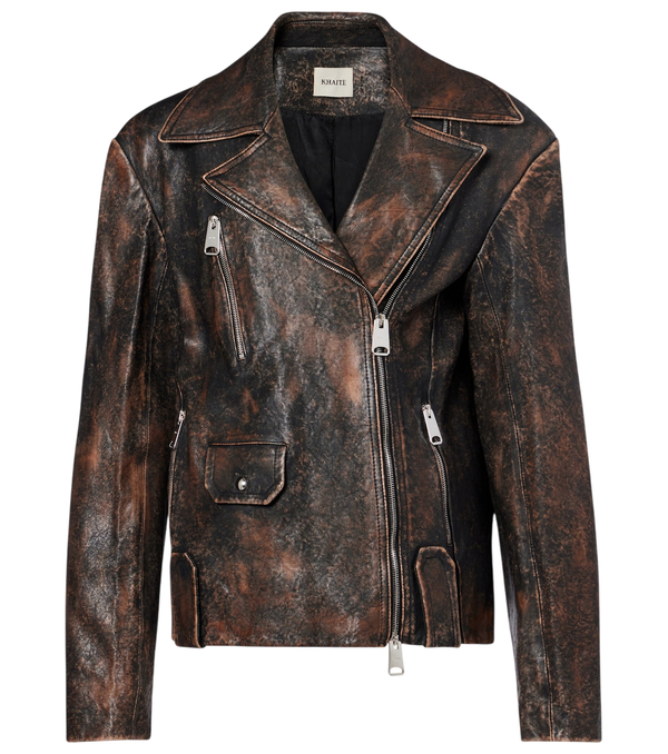 Khaite Catalina distressed leather biker jacket