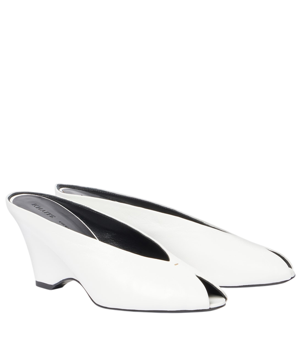 Khaite Cloak 75 leather peep-toe wedge mules