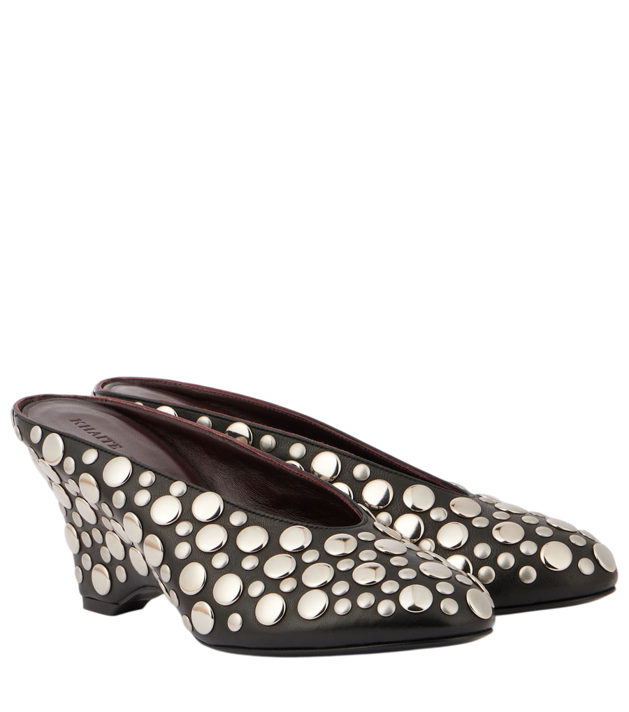 Khaite Cloak 75 studded leather wedge mules