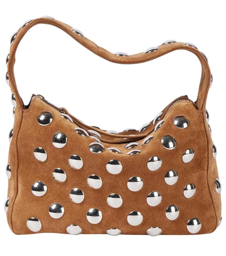 Khaite Elena Small studded suede shoulder bag