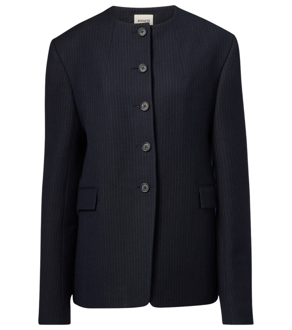 Khaite Jameson pinstripe wool-blend jacket