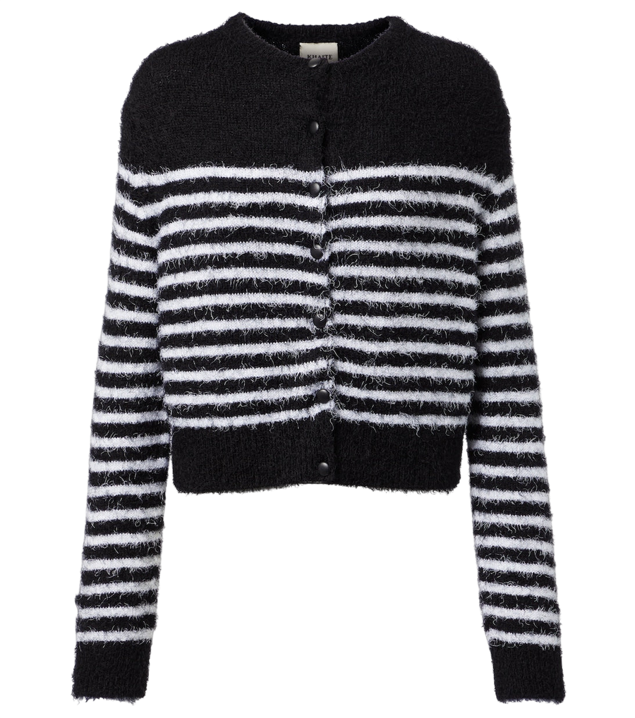 Khaite Jules striped silk and cashmere cardigan
