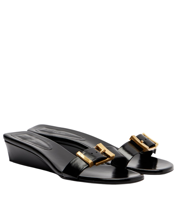 Khaite Manhattan leather wedge mules