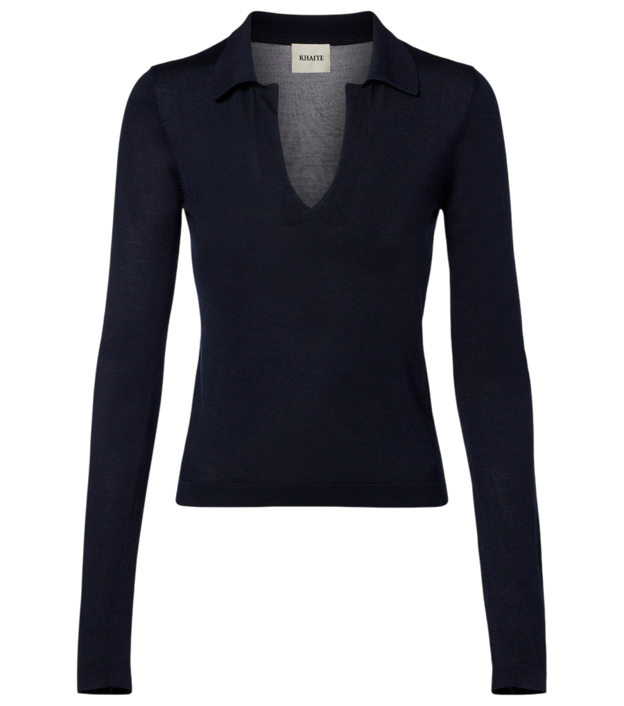 Khaite Mikel silk polo sweater