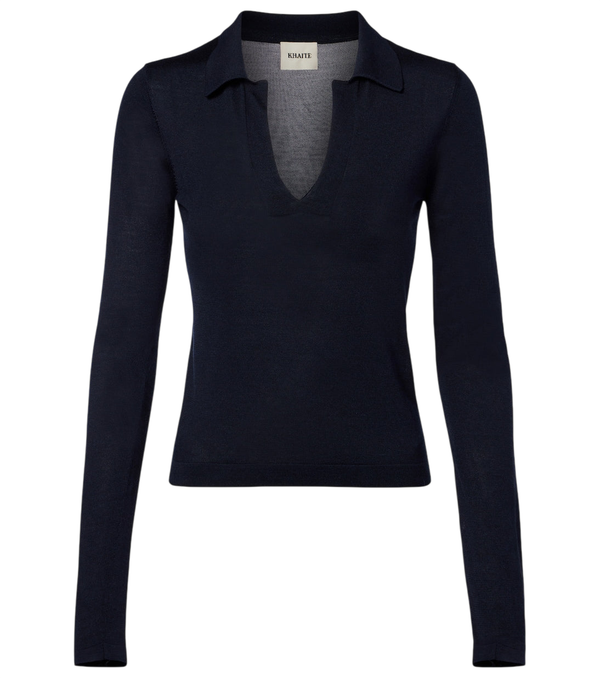 Khaite Mikel silk polo sweater