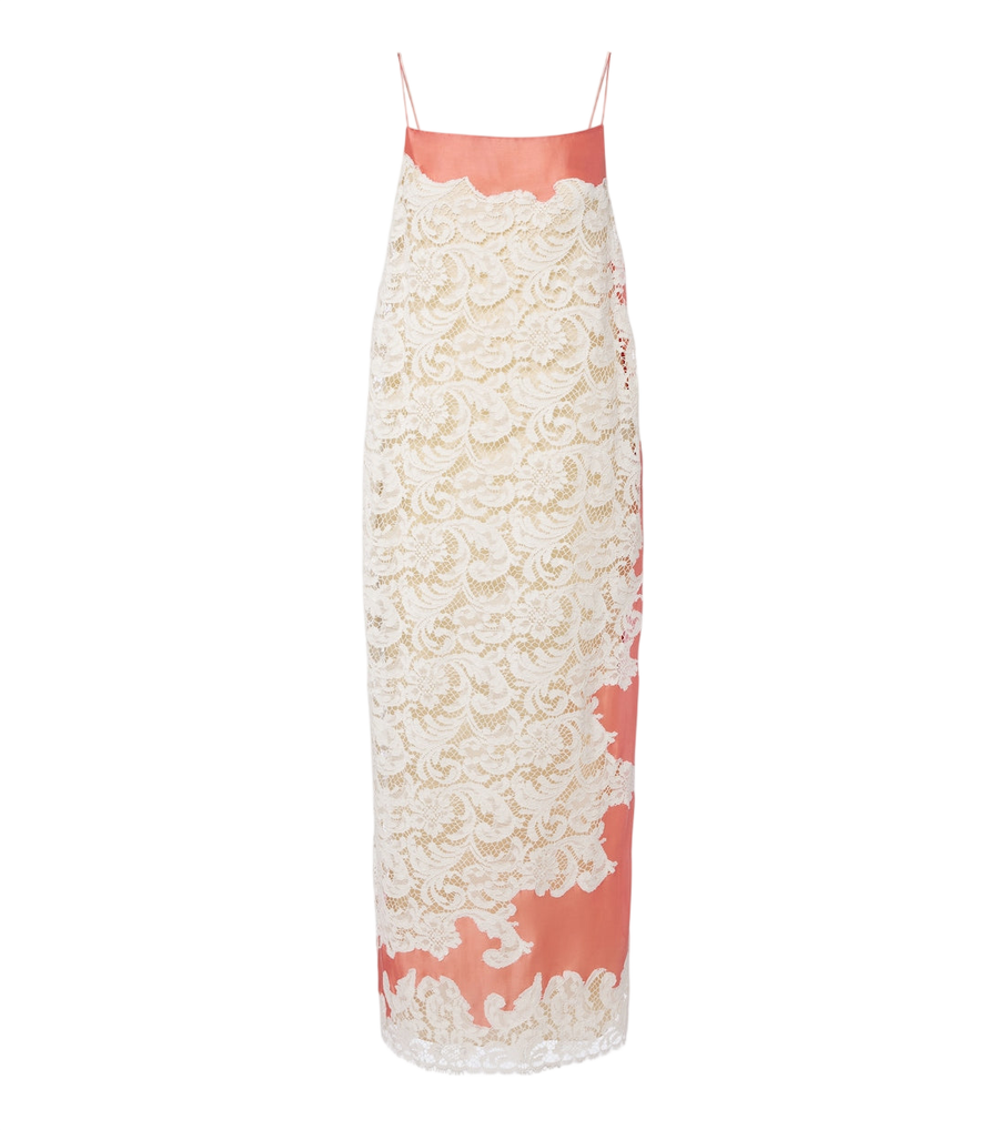 Khaite Nevis lace-trimmed voile slip dress