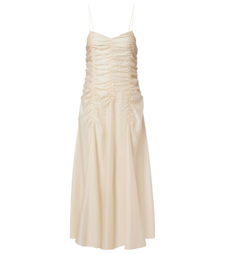 Khaite Raina ruched satin maxi dress