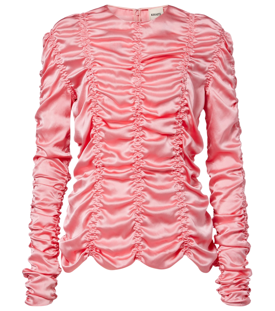 Top de seda charmeuse con fruncidos Rory de Khaite