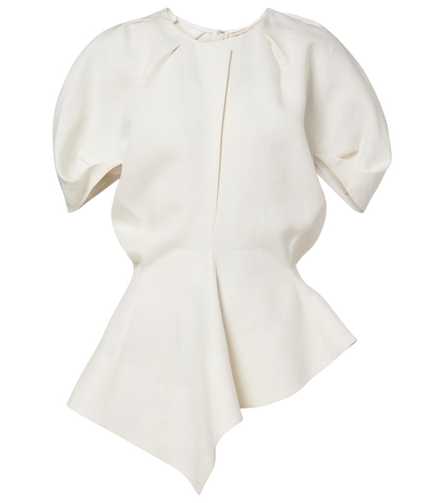 Top de mezcla de lino con péplum Rumi de Khaite
