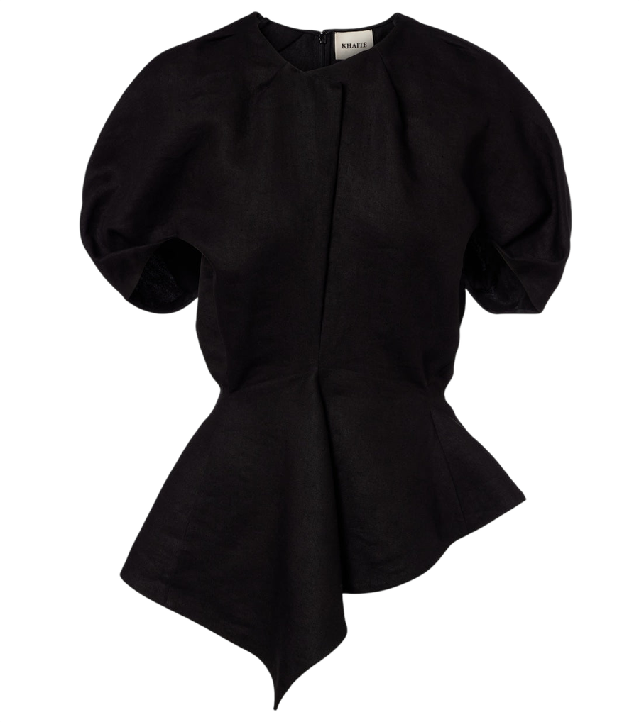 Top peplum de mezcla de lino Rumi de Khaite