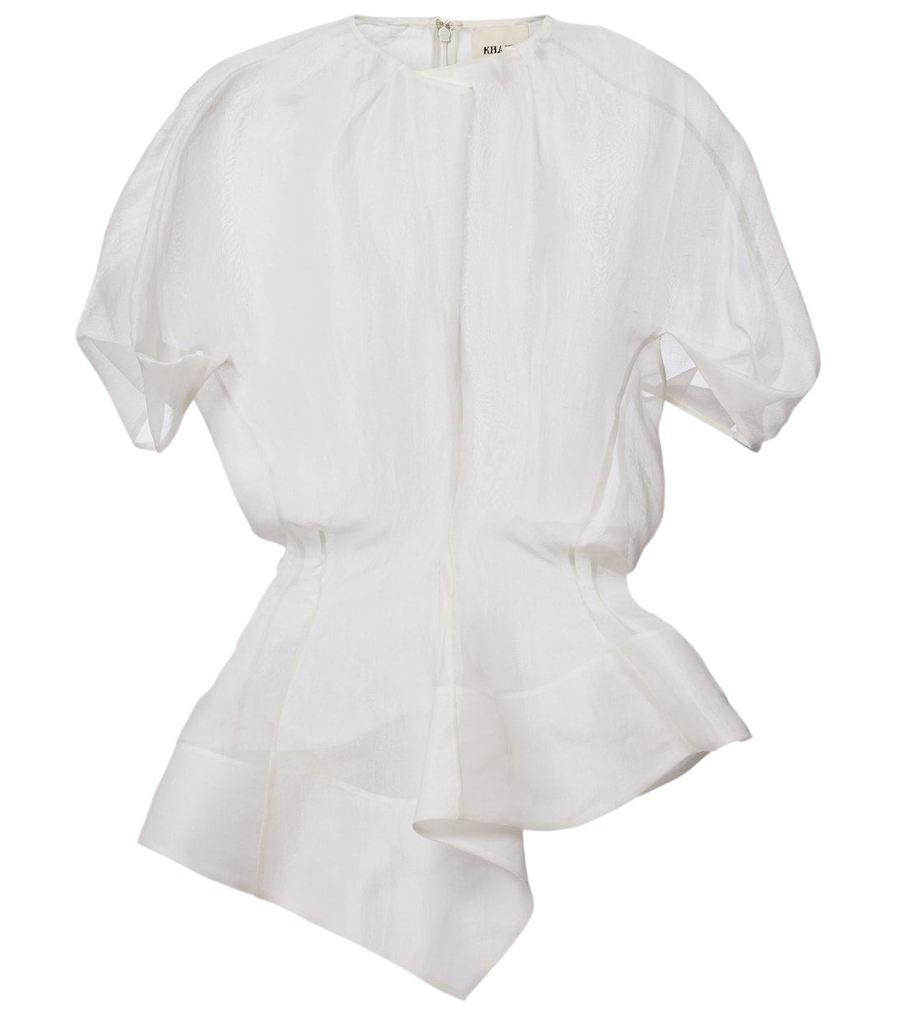 Khaite Blusa peplum transparente de seda Rumi