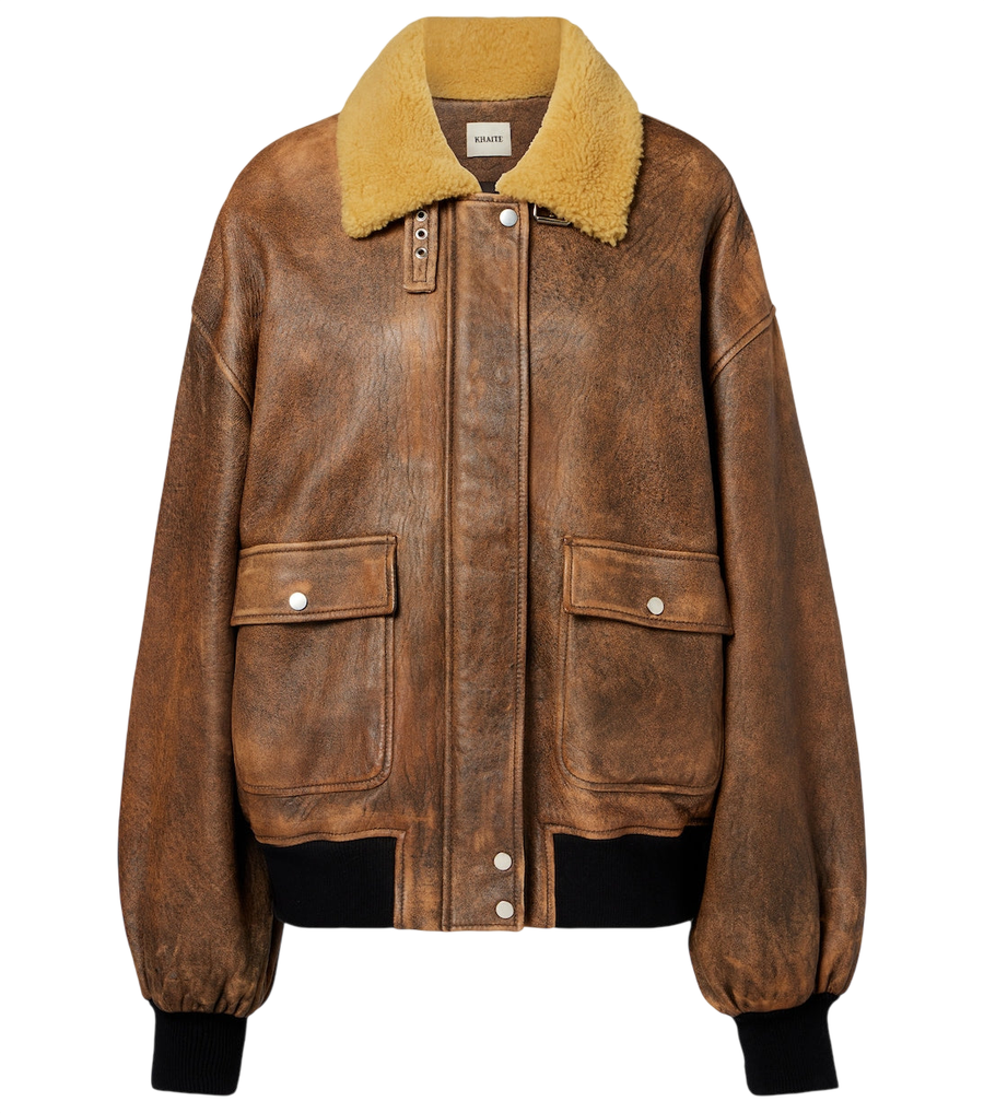 Khaite Sandor shearling-trimmed leather jacket