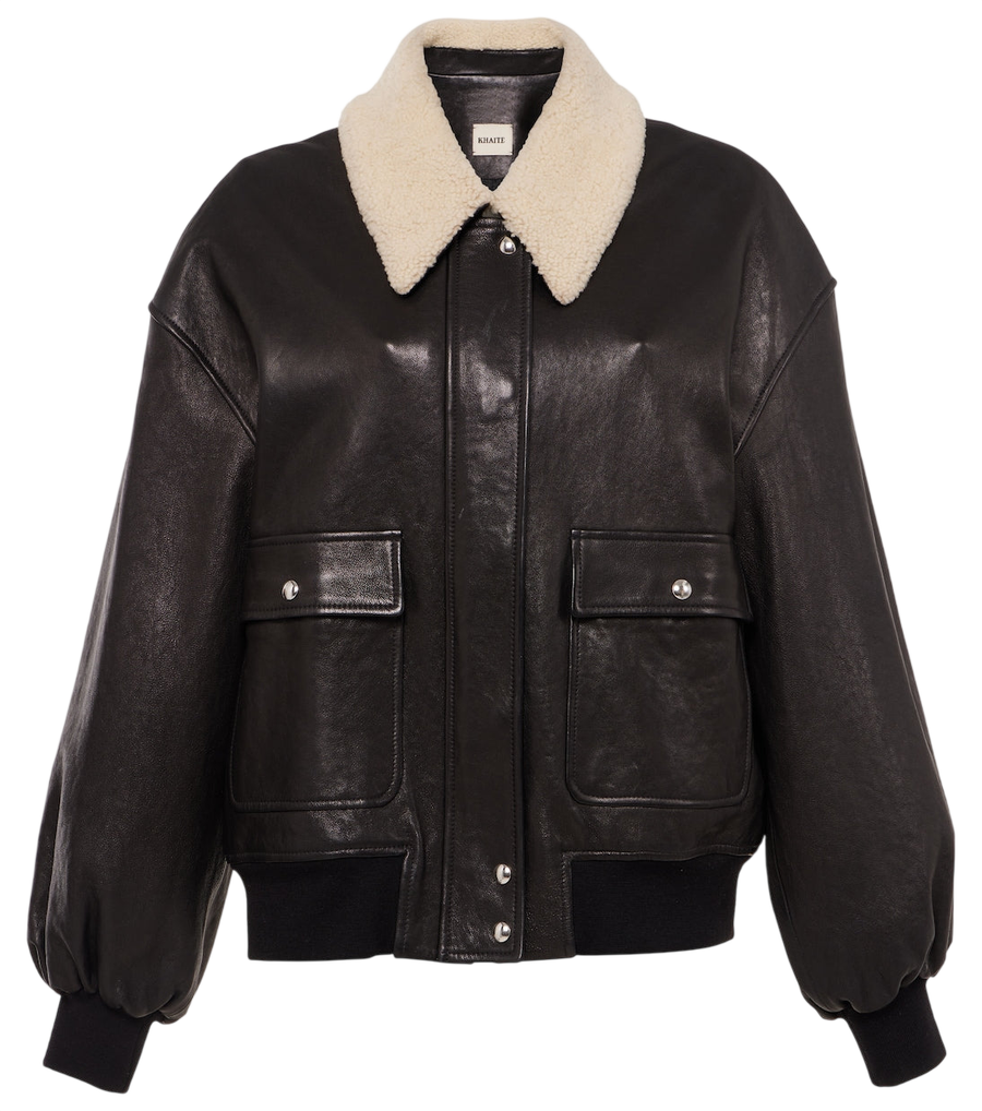 Khaite Shellar shearling-trimmed leather jacket