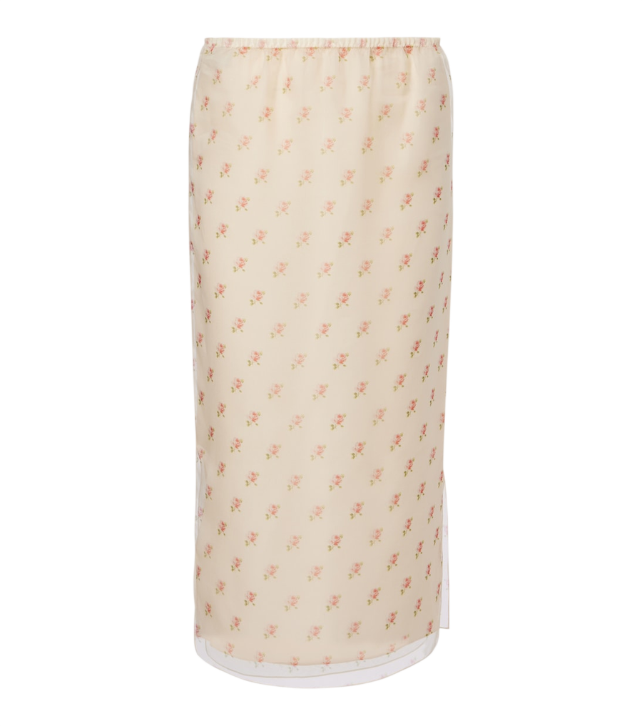 Falda tipo slip de organza de seda con estampado floral Sydni de Khaite