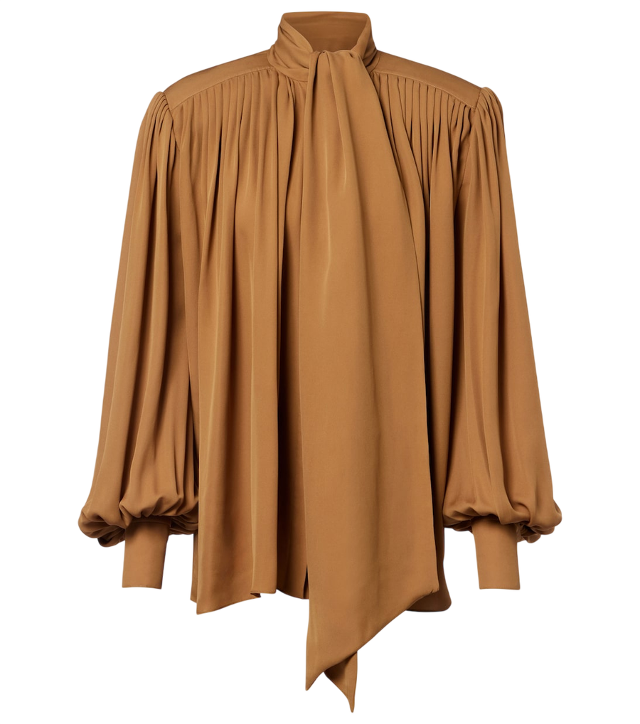 Blusa Khaite Vali de georgette de seda plisada