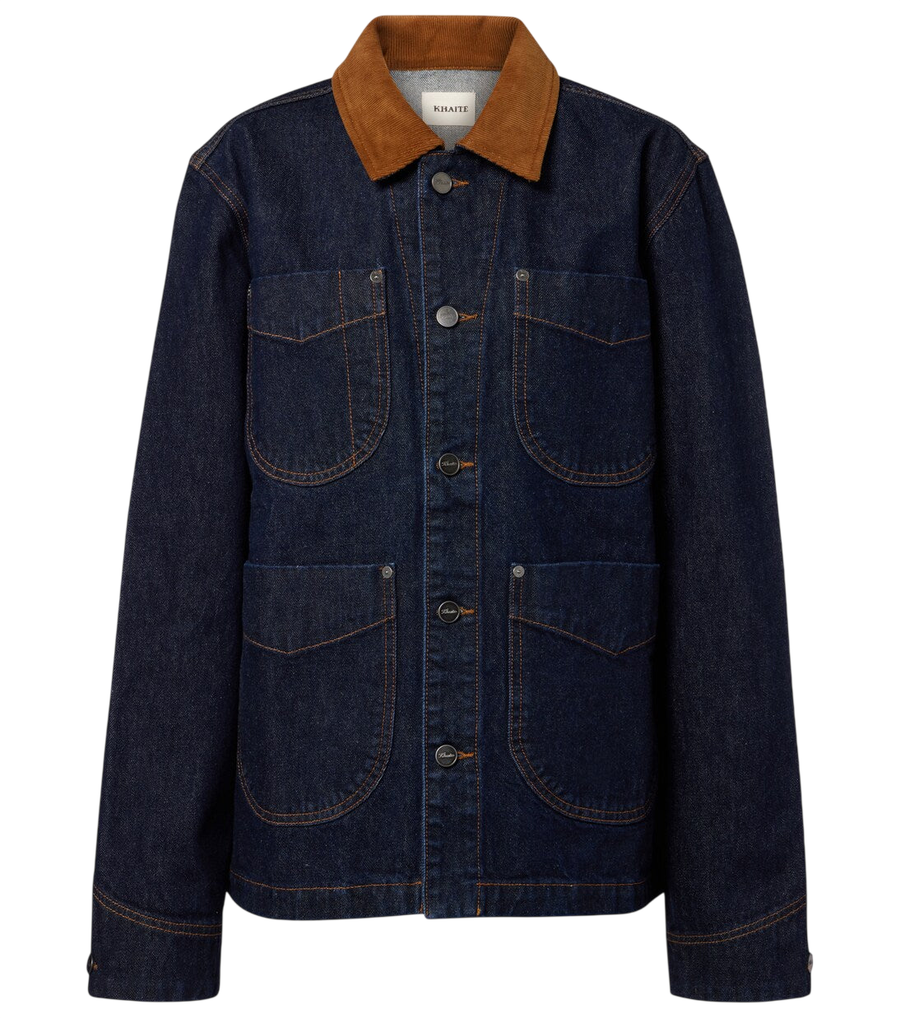 Khaite Wyatt corduroy-trimmed denim jacket