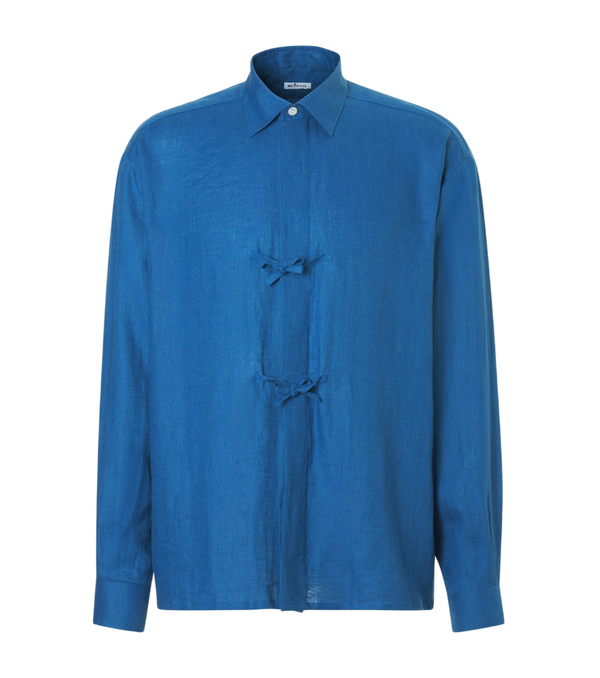 Kiton Bow-detail linen shirt