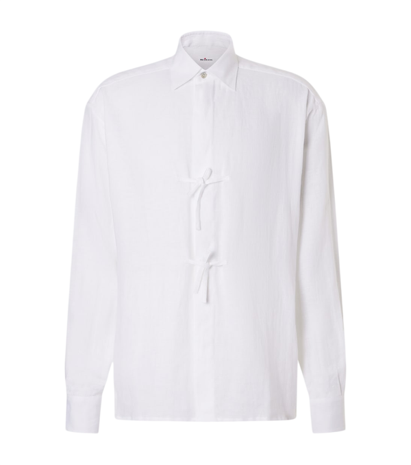 Kiton Dorian bow-detail linen shirt