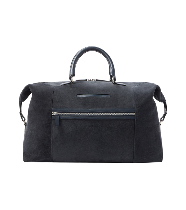 Kiton Leather-trimmed suede duffel bag